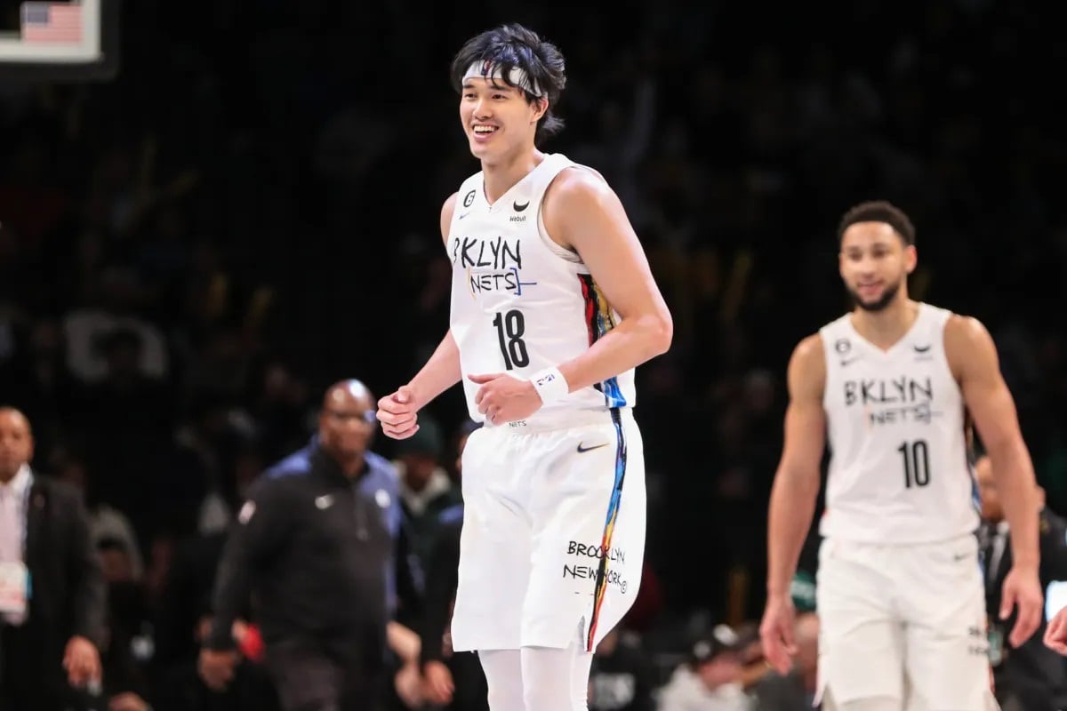 Brooklyn Nets' Yuta Watanabe (18), of Japan, during the second