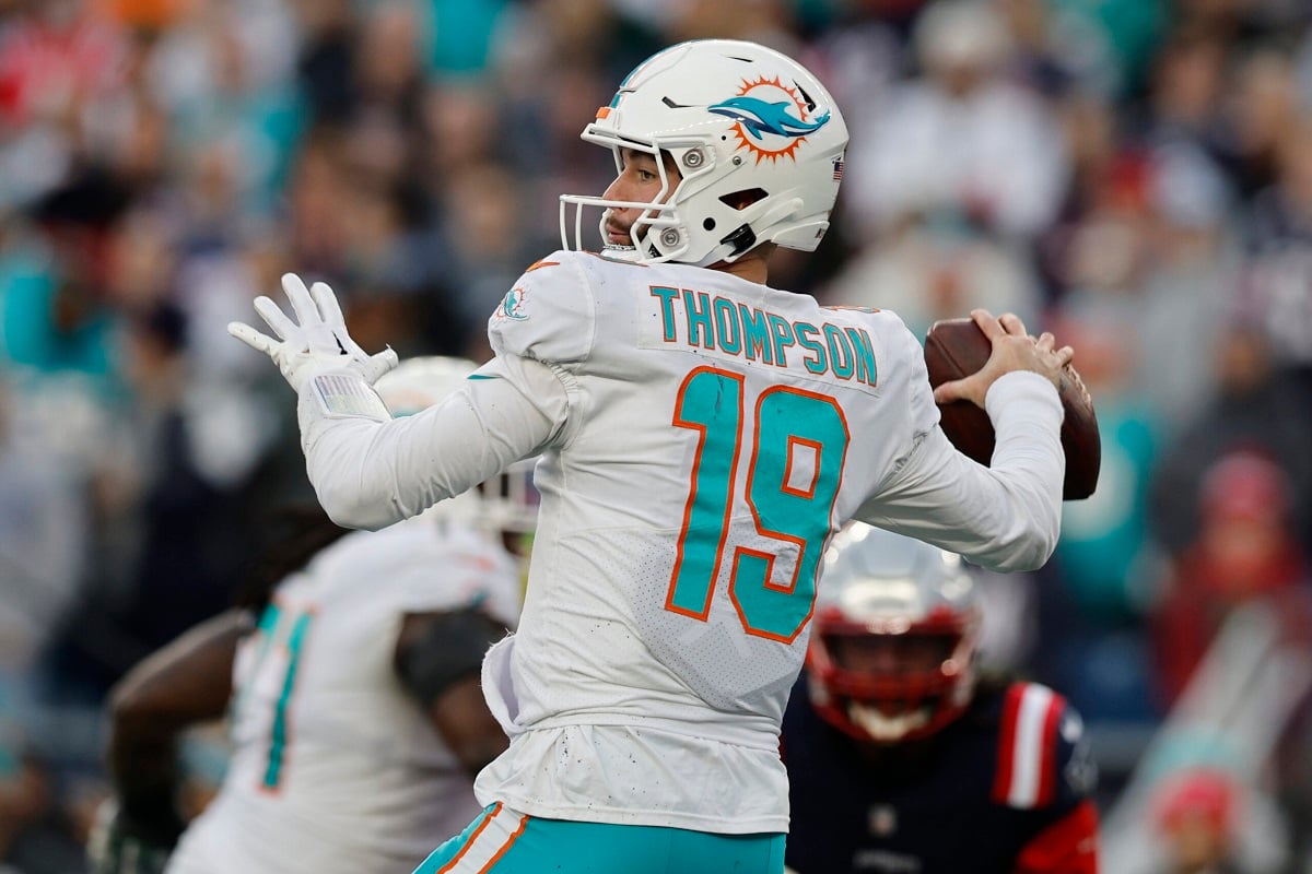 Miami Dolphins Skylar Thompson rookie QB starting Jets AFC Wild Card