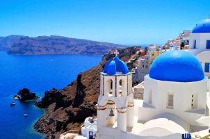 A view of the ocean from Santorini, Greece