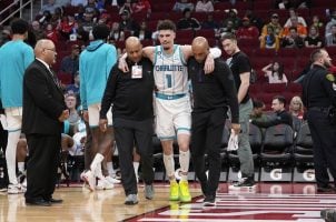 LaMelo Ball ankle injury again Charlotte Hornets sprained