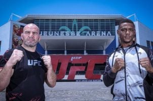 Glover Teixeira and Jamahal Hill pose ahead of their UFC 283 fight