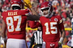 Patrick Mahomes Travis Kelce Kansas City Chiefs Super Bowl LVII 57 odds Buffalo Bills Bengals Eagles 49ers