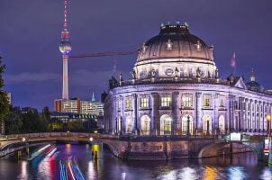 Museum Island in Berlin, Germany, at night