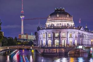 Museum Island in Berlin, Germany, at night