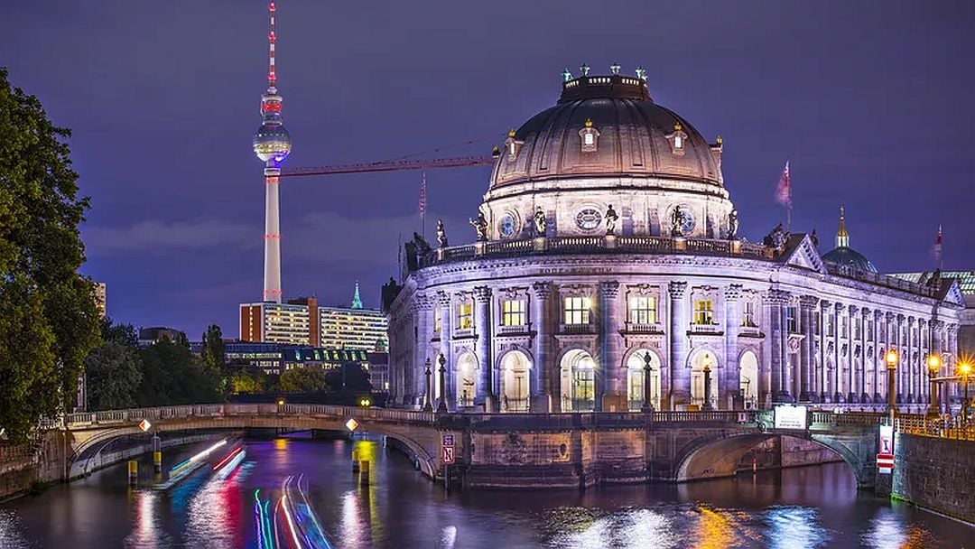Museum Island in Berlin, Germany, at night