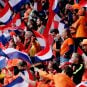 Netherlands soccer fans cheer during the World Cup in Qatar
