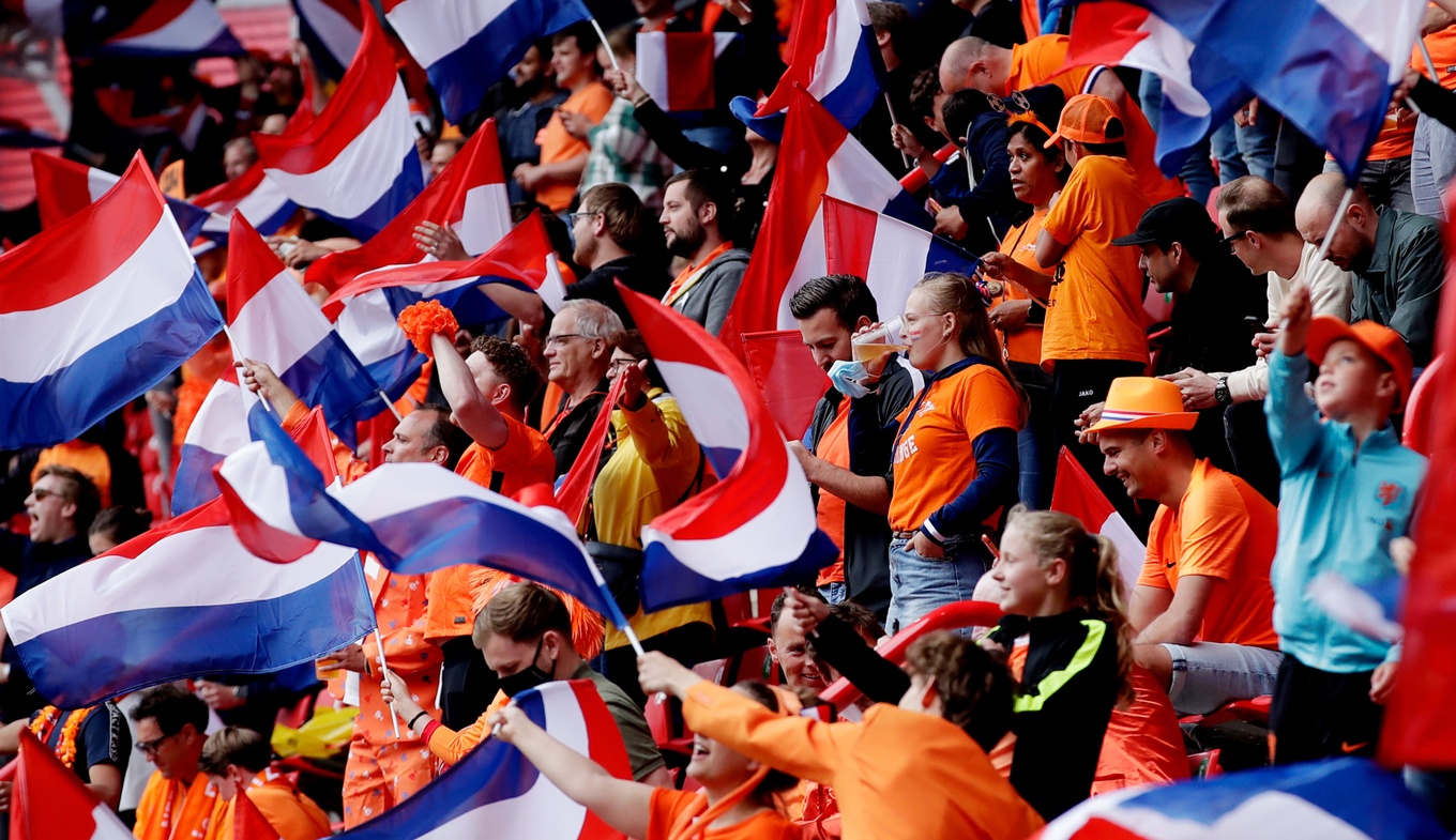 Netherlands soccer fans cheer during the World Cup in Qatar