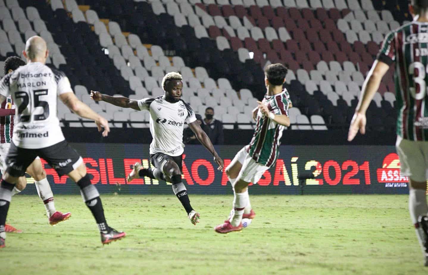 Soccer players from Brazil's Ceara and Fluminense during a recent match