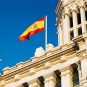 Spanish flag at Sybele Palace in Madrid