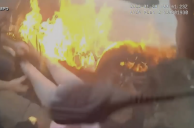 Las Vegas Police Officer, Tourist Rescue Man from Inflamed Car on Strip: Video