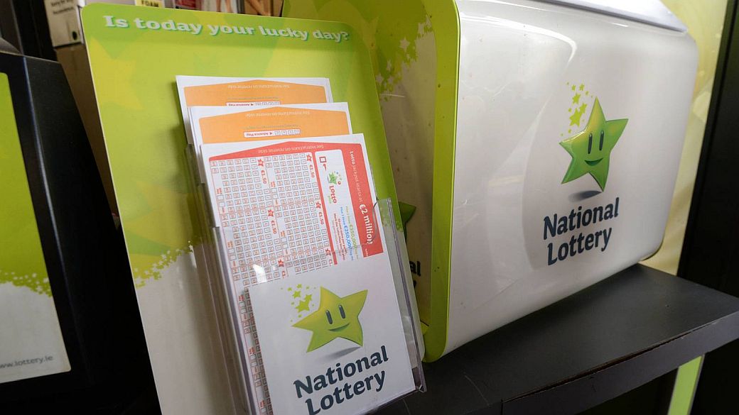 A display for the Irish Lottery greets consumers in a store