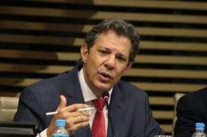 Brazilian Finance Minister Fernando Haddad addresses the G20