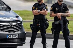 Officers with the Spanish National Police on patrol