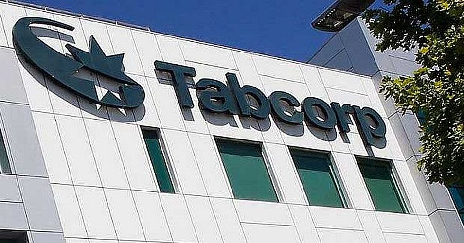 Tabcorp's sign hangs outside its offices