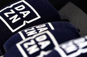 The DAZN logo on microphone covers