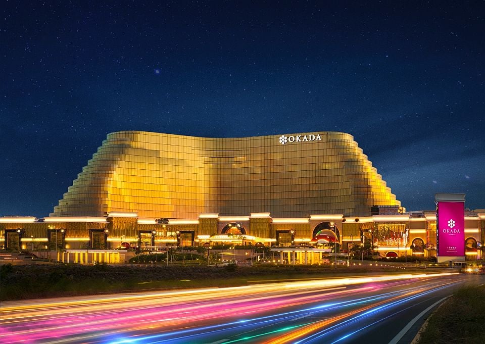 The Okada Manila resort in the Philippines at night