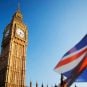 The UK flag flies in front of Big Ben