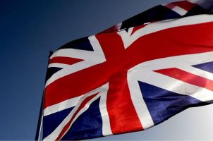 The UK flag unfurled and waving