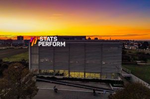 The sun sets behind Stats Perform's office in Aveiro, Portugal