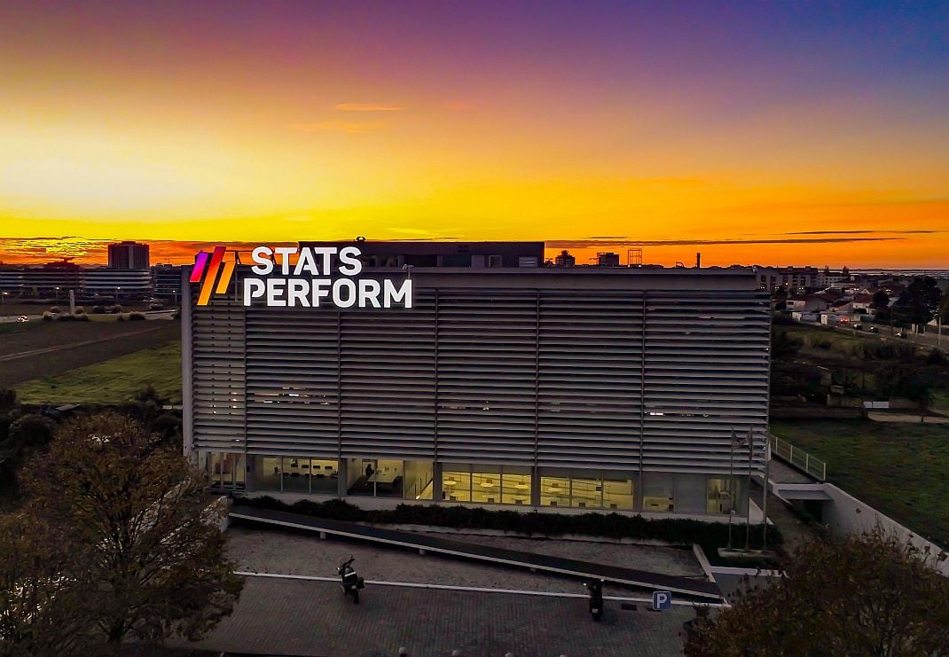 The sun sets behind Stats Perform's office in Aveiro, Portugal