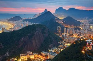 A birds-eye view of Rio de Janeiro at dusk