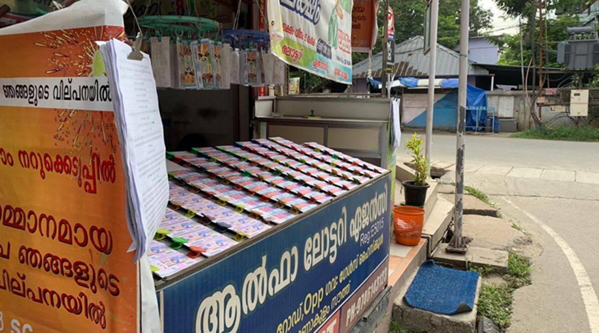 A kiosk offering lottery products in Kerala, India