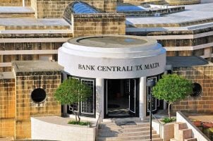 An aerial view of the Central Bank of Malta