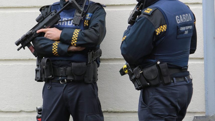Armed Irish police officers on patrol