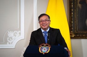 Colombian President Gustavo Petro speaks in a press conference