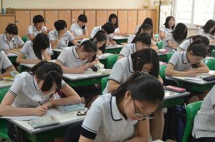 South Korean students study in class