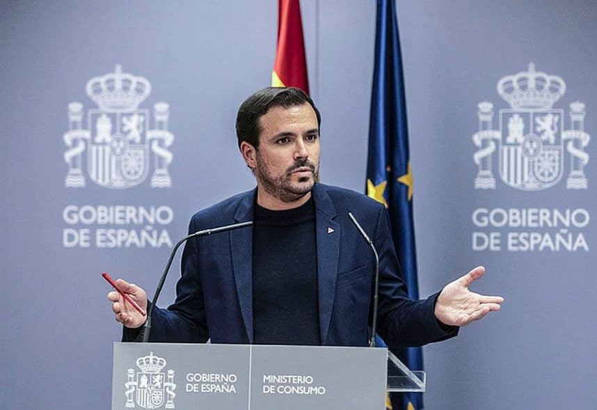 Spain's Minister of Consumer Affairs Alberto Garzón speaks to lawmakers