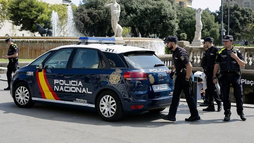 Spanish police officers conducting a routine patrol.