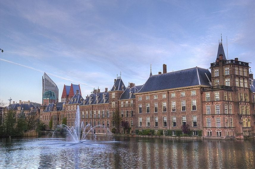 The Dutch Parliament building in The Hague, Netherlands