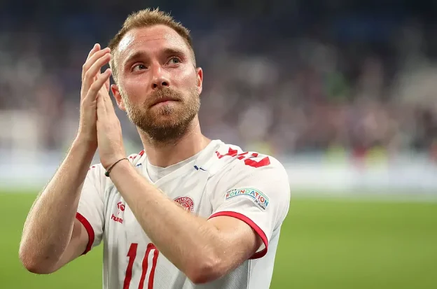 Danish soccer player Christian Eriksen on the field for the Danish National Team