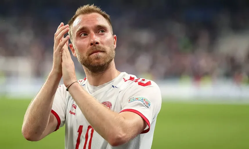 Danish soccer player Christian Eriksen on the field for the Danish National Team