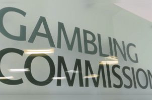 The UK Gambling Commission's sign inside its office