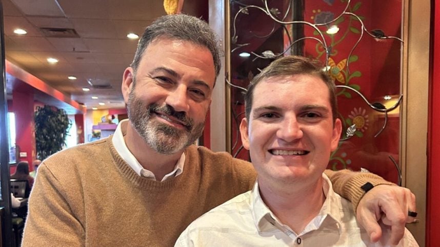 Jimmy Kimmel poses with his godson, Joey Porrello 