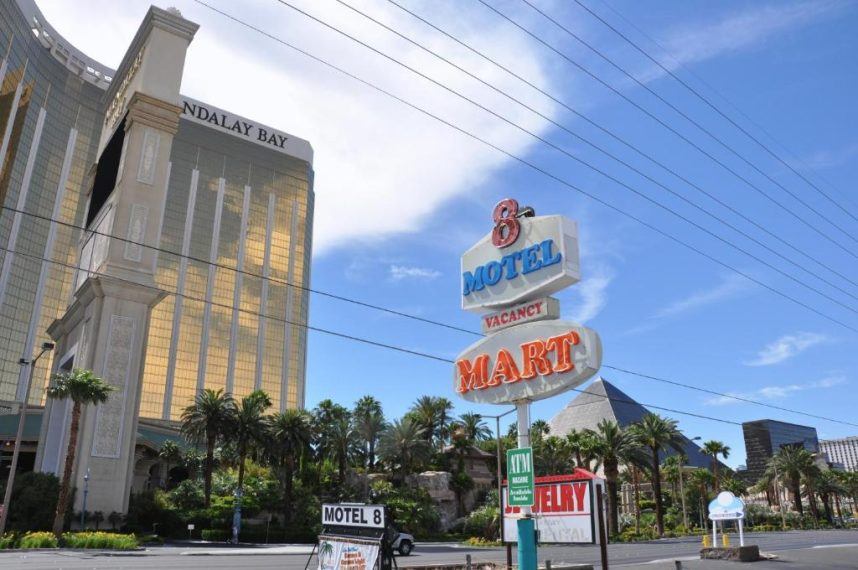 Sign for Las Vegas Strip’s Motel 8