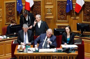 A session of the French Senate, with Gérard Larcher in the center