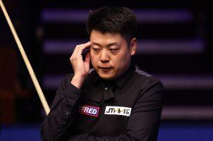 Chinese snooker player Liang Wenbo during a match with Neil Robertson of Australia