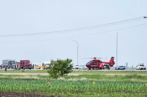 Emergency vehicles on the scene of a deadly crash in Canada