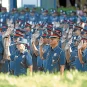 Philippine PNP police officers participate in a swearing-in ceremony