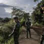 Thai solders conduct a patrol in Mae Sot across the Moei River from Myawaddy, Myanmar