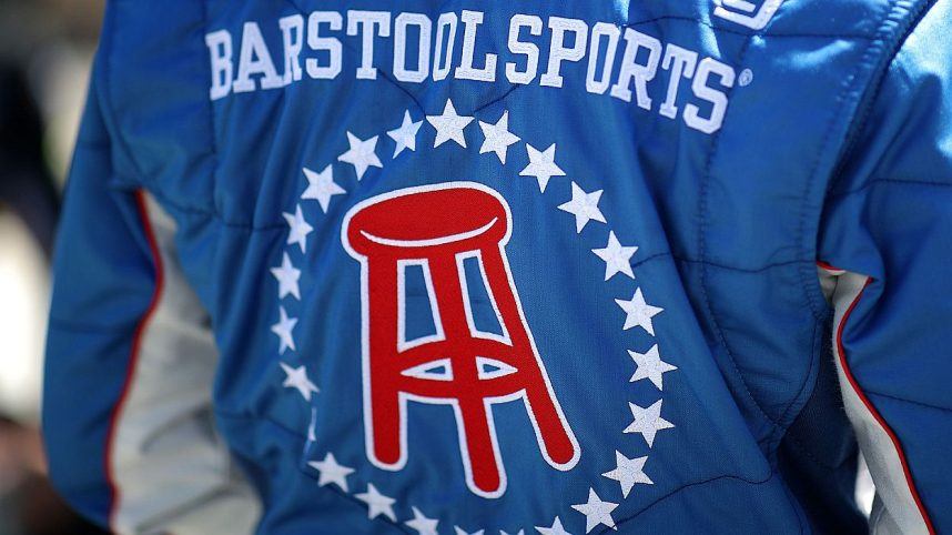 The Barstool Sports logo on a racing jacket