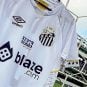 The Blaze.com logo on the front of Brazilian soccer team Santos FC's jersey