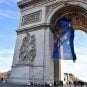 The EU flag flies on the Arc de Triomphe in Paris, France