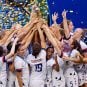 The US Women's National Team celebrates after defeating the Netherlands in the 2019 Women's World Cup