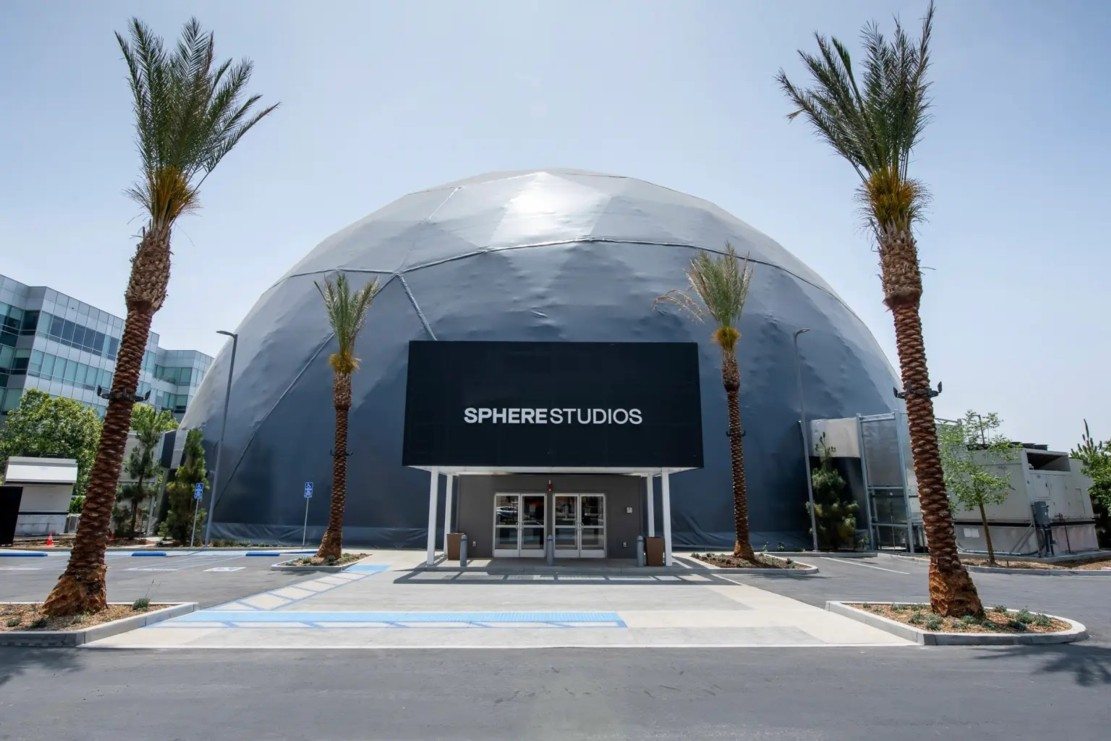 Vegas Sphere Visuals Tested in 1/4Scale Los Angeles Replica