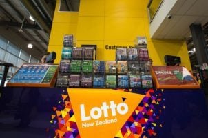 A Lotto NZ display in a store