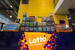 A Lotto NZ display in a store